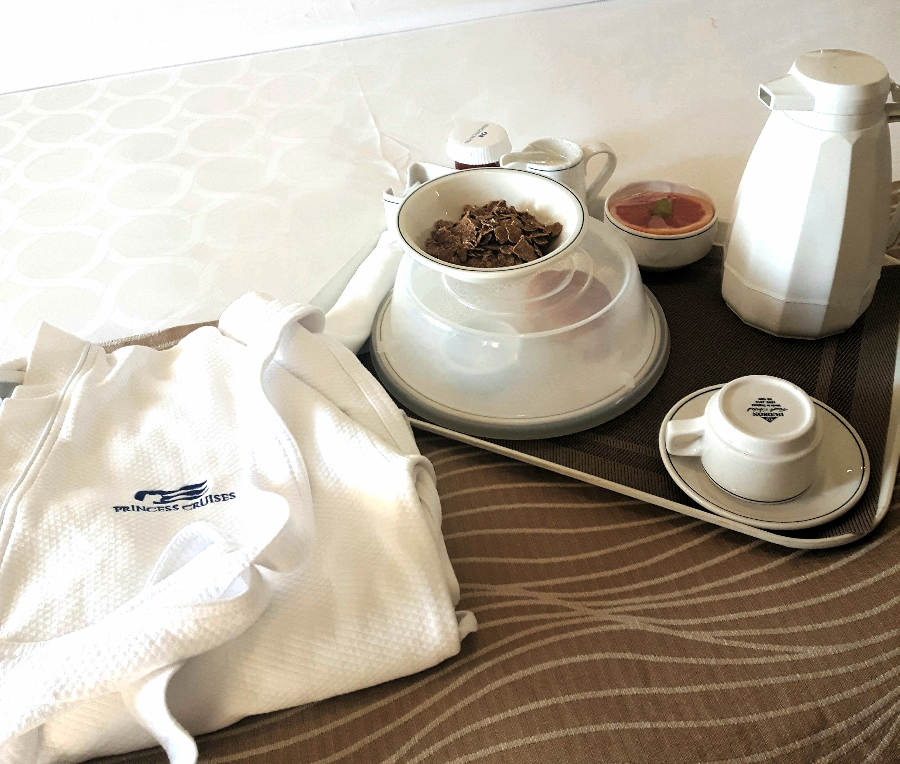 If you are cruising solo and are intimidated with the thought of eating alone, room service is available