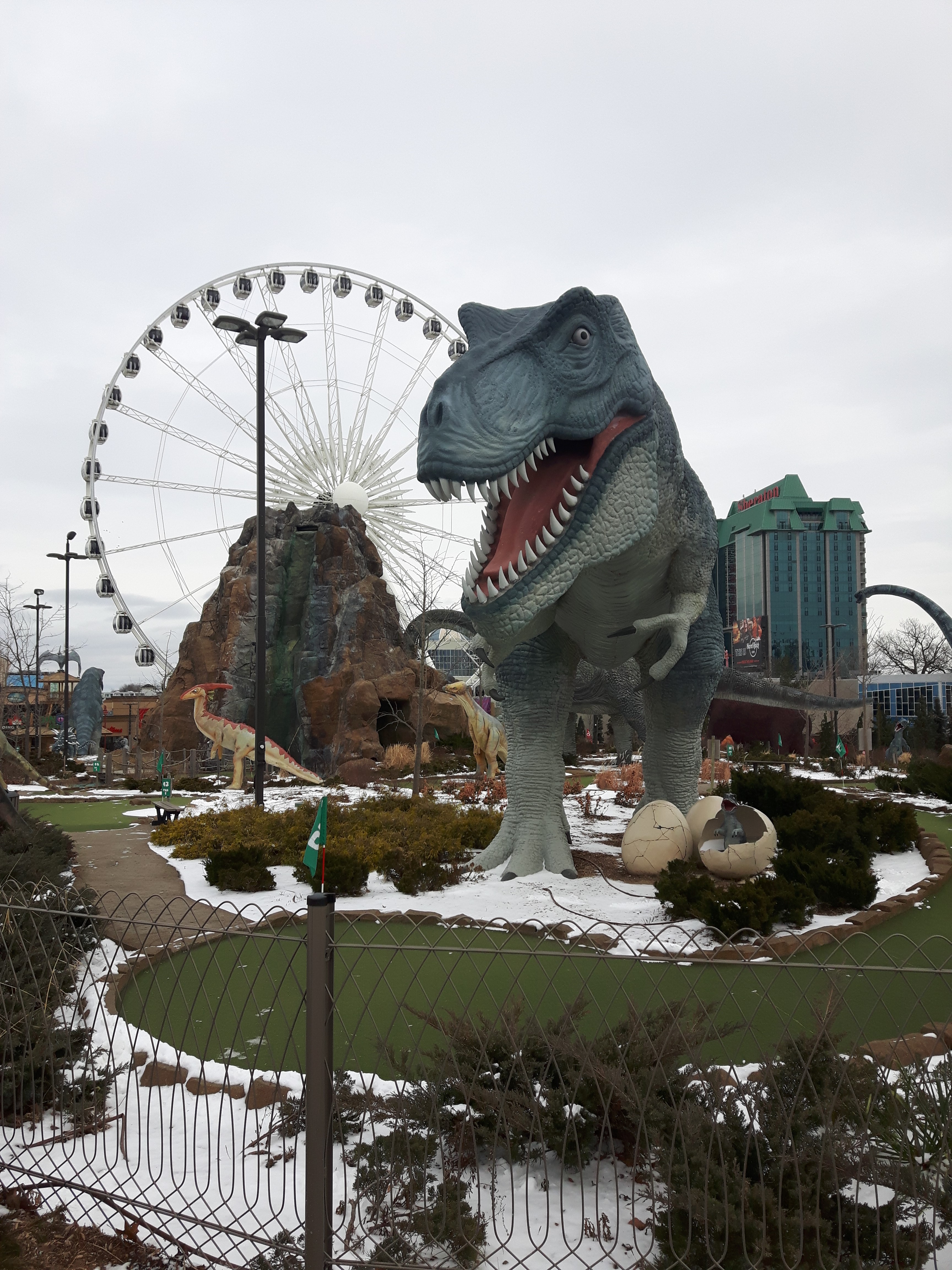 The mini golf in Niagara Falls isn't open during the Winter, but the laser golf is open year round.