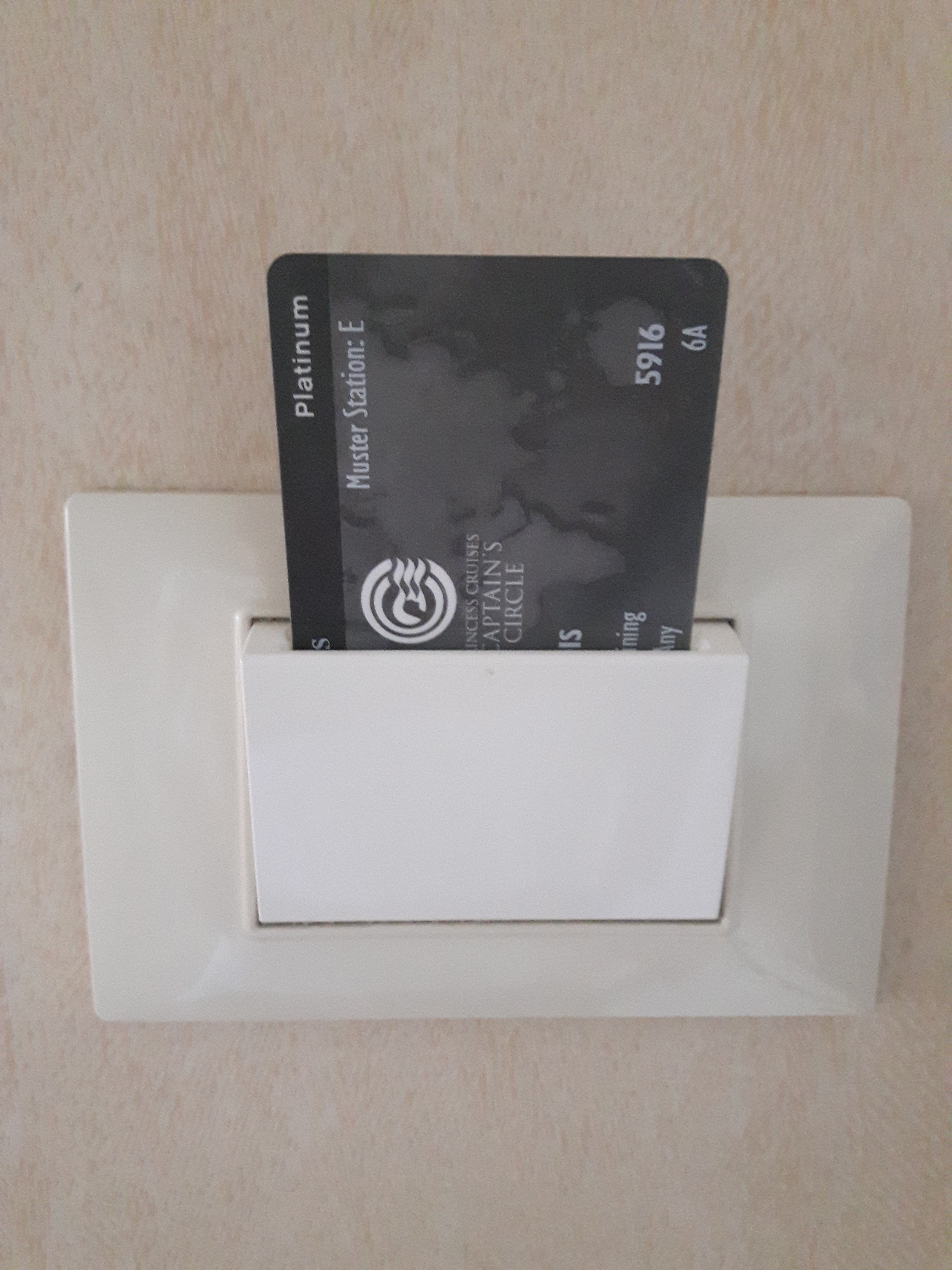 Many ships have replaced cabin keys with key cards, which also work light switches.