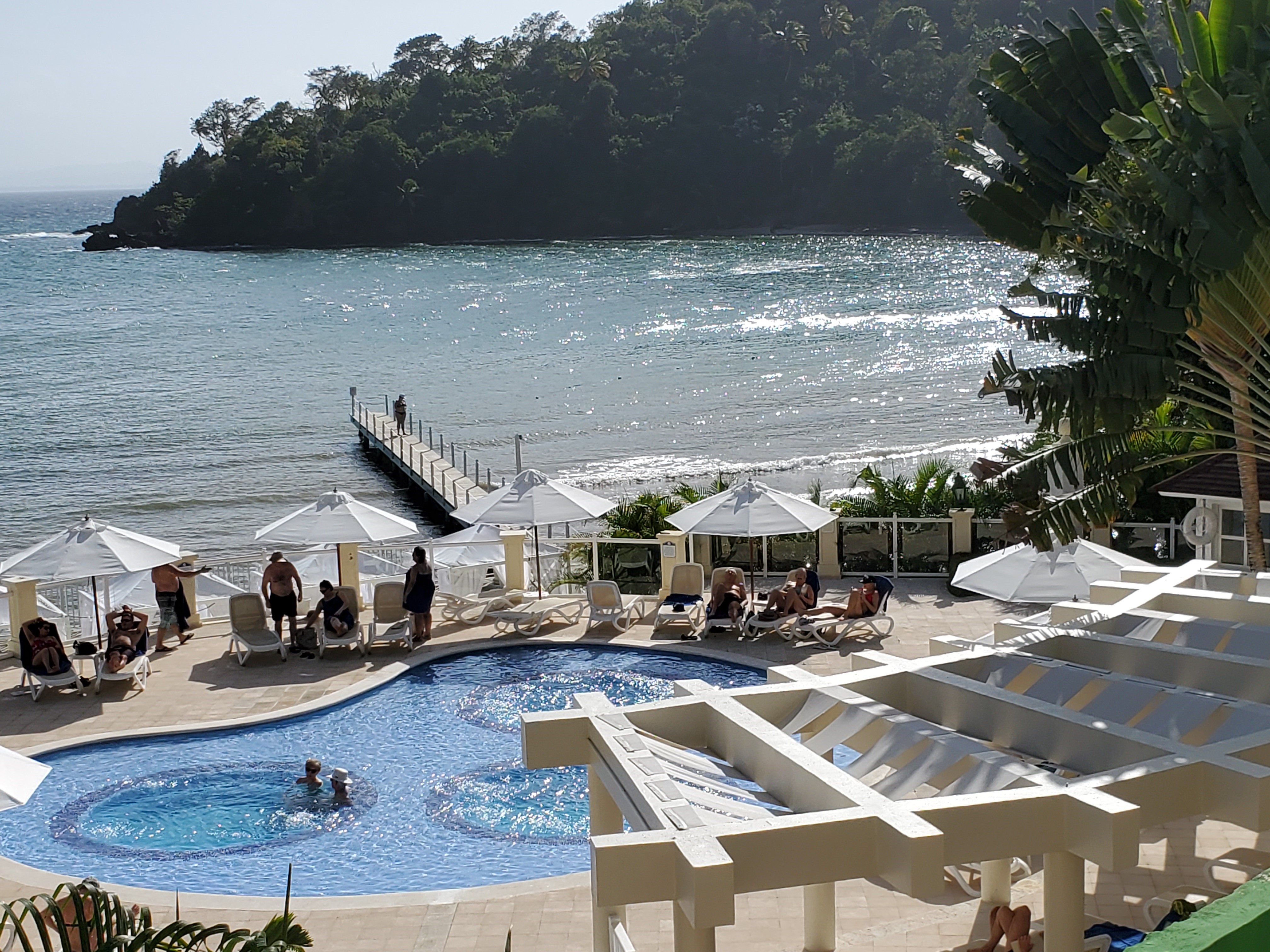 Get away from the crowds at the lower pool at the Bahia Principe Cayacoa Resort.  You can take a shuttle down if you don't want to walk