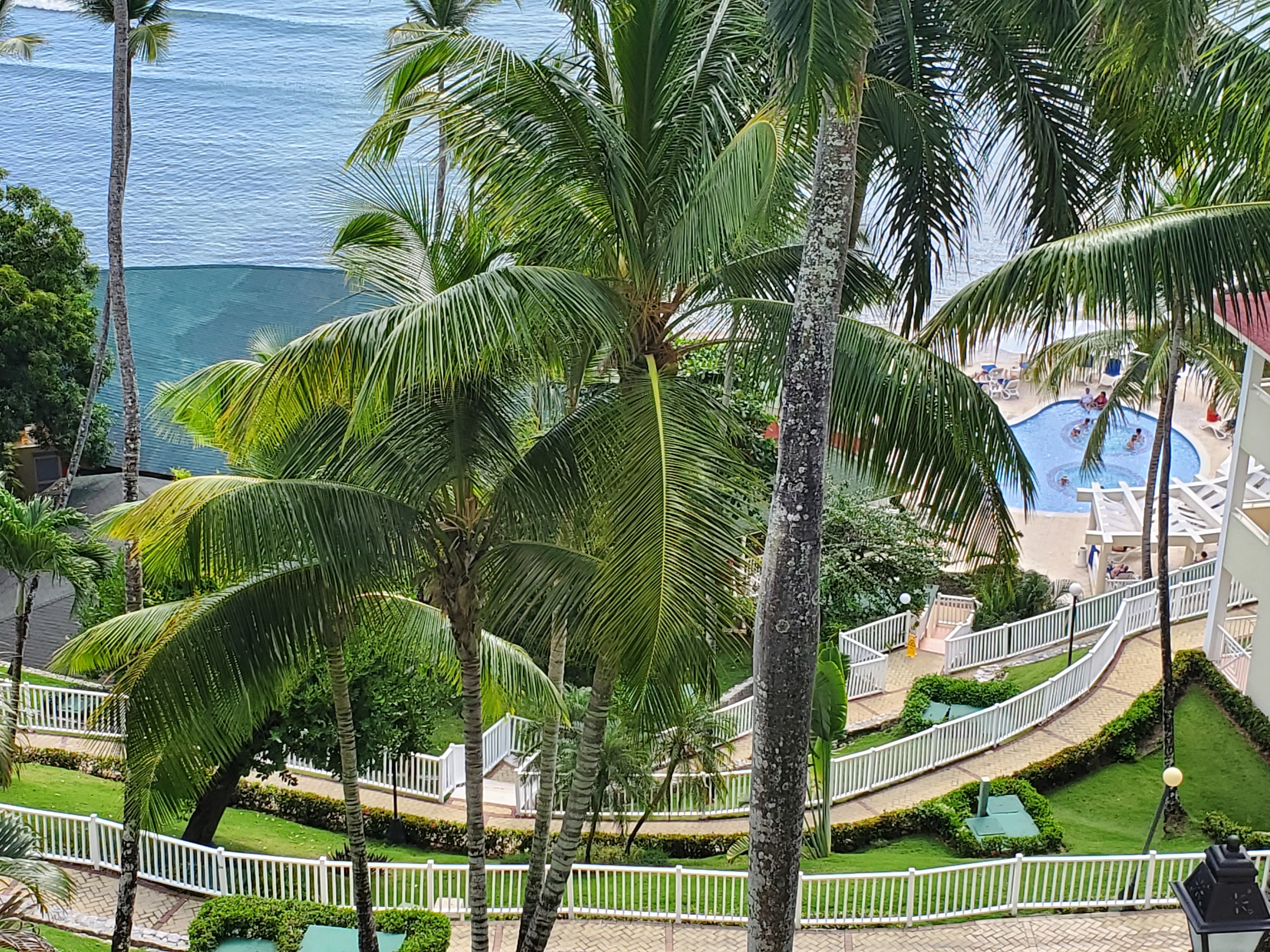 Navigating the many stairs at the Bahia Principea Cayacoa Resort.  Shuttles are available for those not wanting to walk