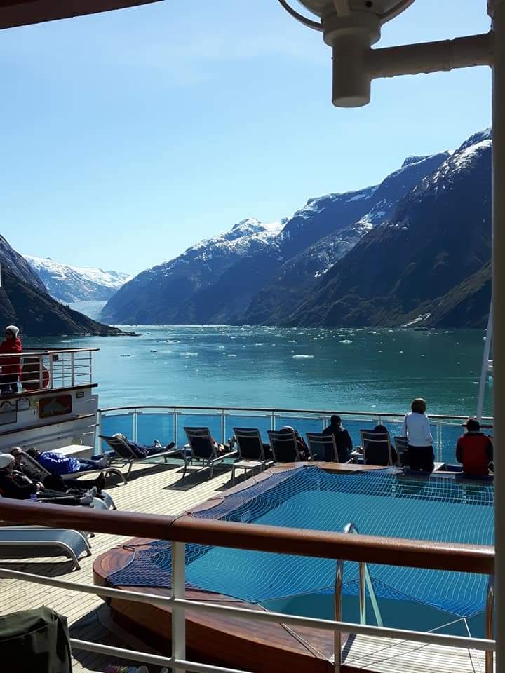 Entering Tracy Arm Fjord, a very deeps narrow fjord in Alaska, accessible only by water.