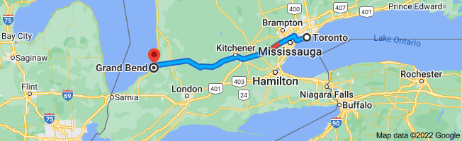 Driving directions from Toronto to Grand Bend, Ontario