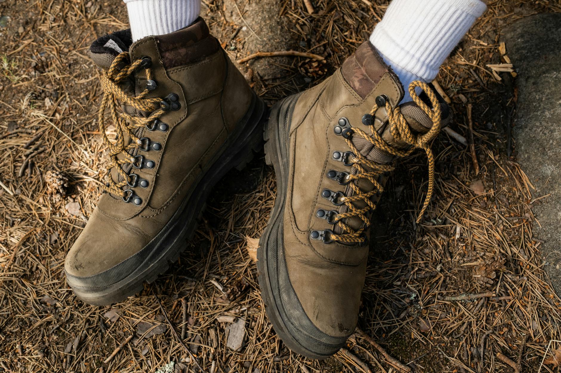 close up of hiking boots