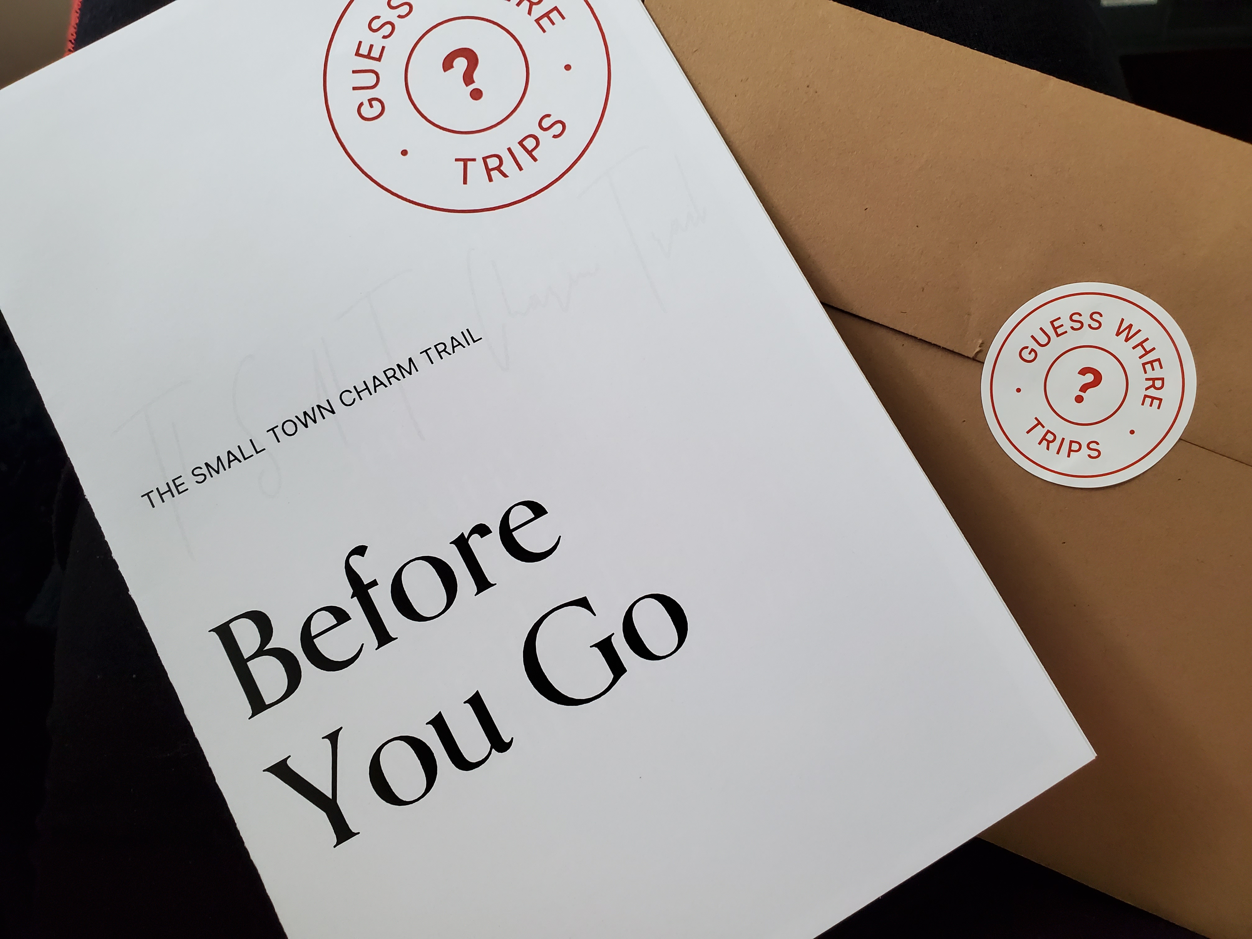 Before leaving on your road trip with Guess Where Trips, open the envelope marked Before You Go, to receive any important instructions 