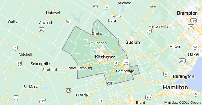 Waterloo Region is located an hour and half south of Toronto and is also known as the Tri-Cities, Kitchener, Waterloo, and Cambridge.