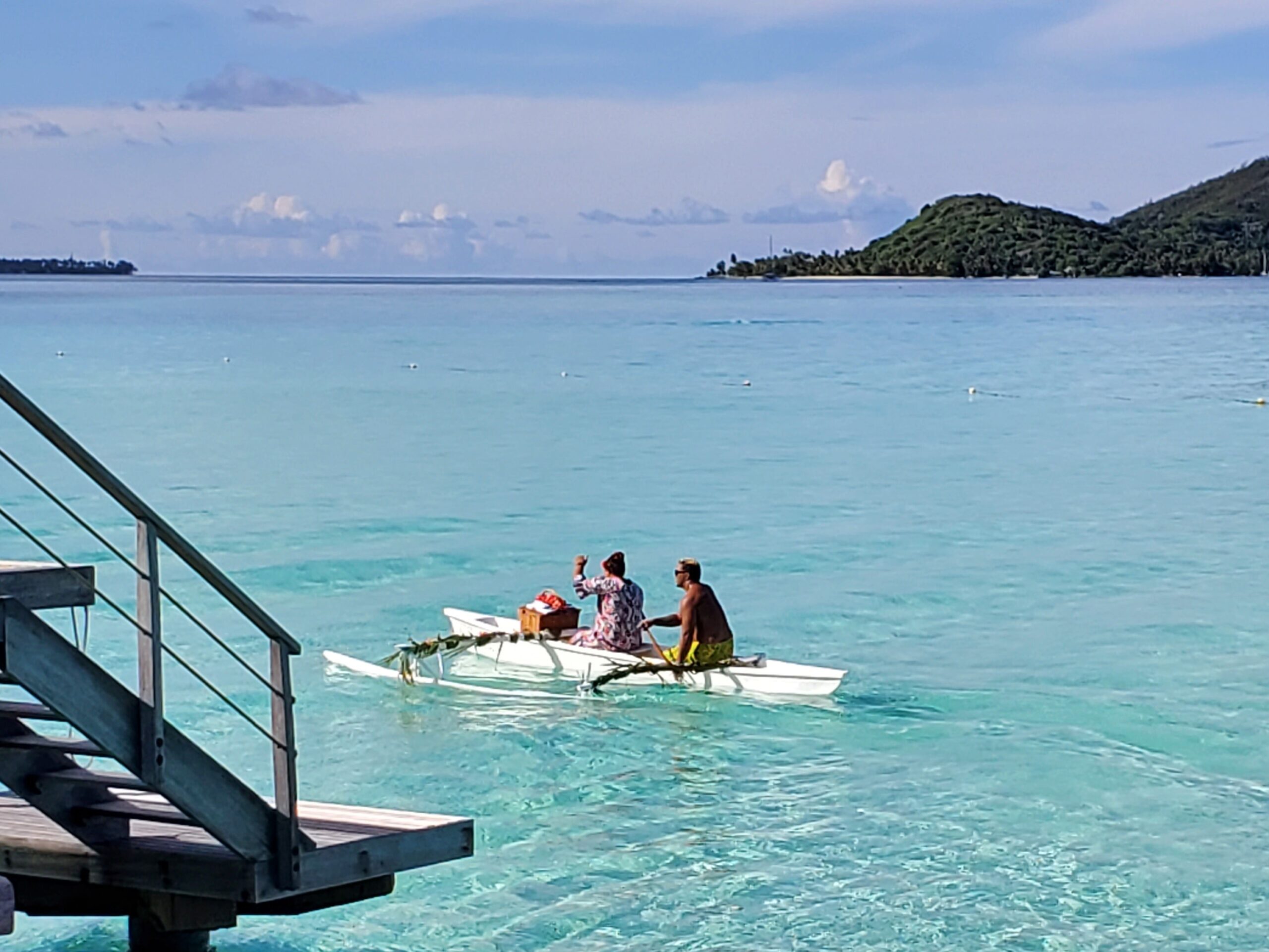 breakfast delivered by boat at Pearl Resort