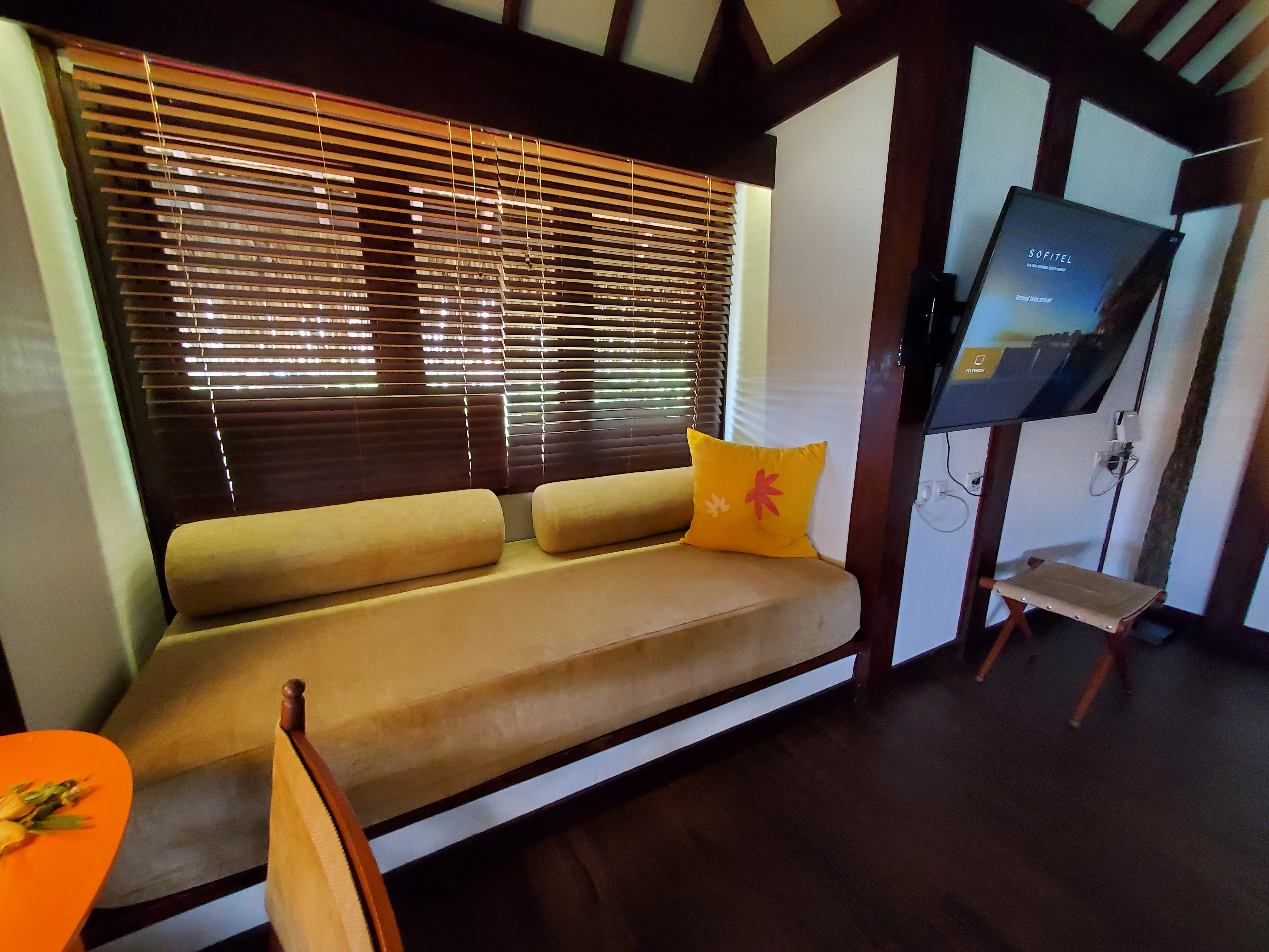 Each bungalow has a couch which can also be converted into a single bed if travelling with children