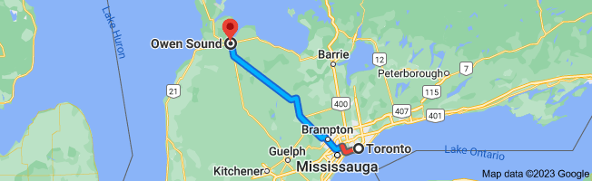 Directions on how to get to Owen Sound from Toronto and surrounding area