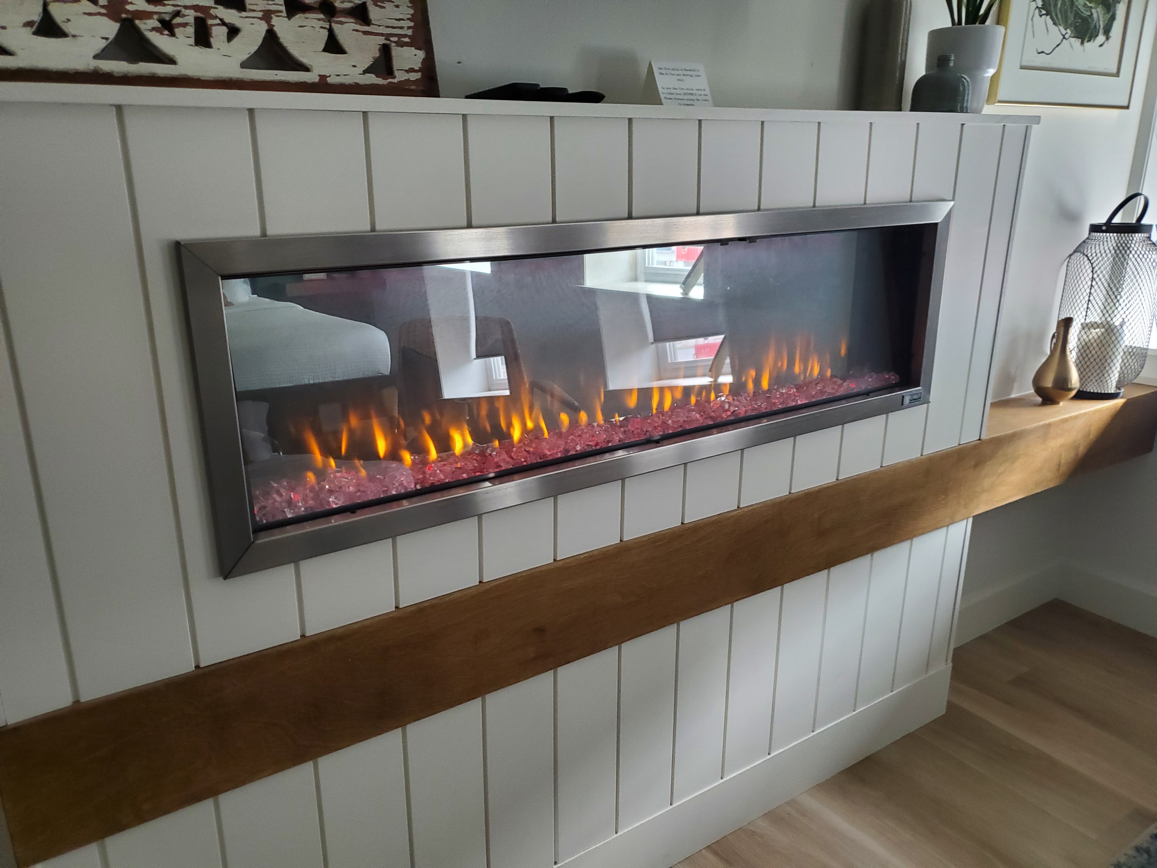 The Lofts at One Four Seven has an electric fireplace to keep you comfy and cozy on a chilly winter night