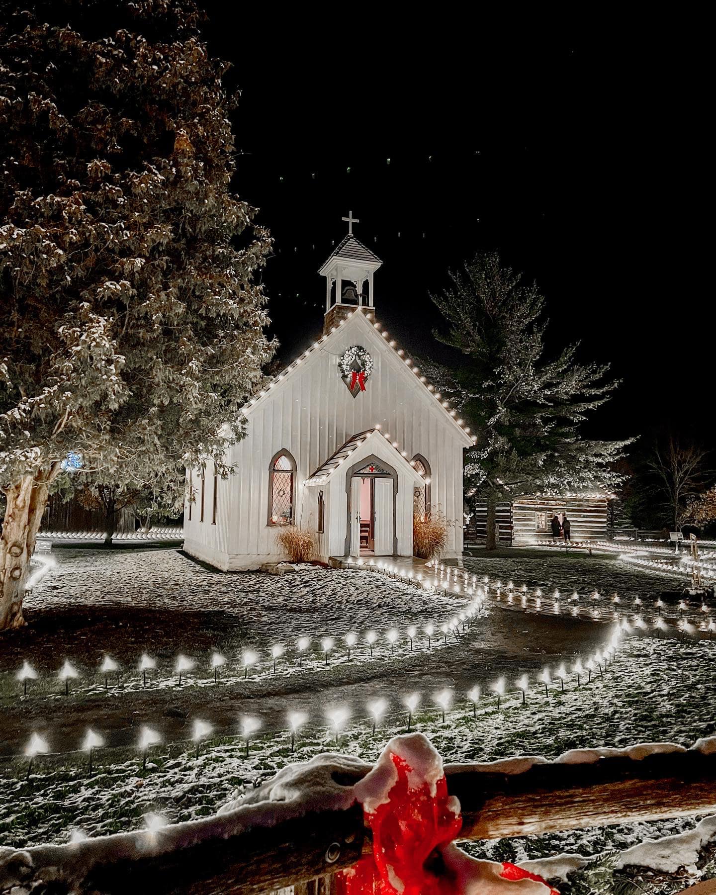 Enjoy the beautiful lights at Ball's Falls during the Christmas season