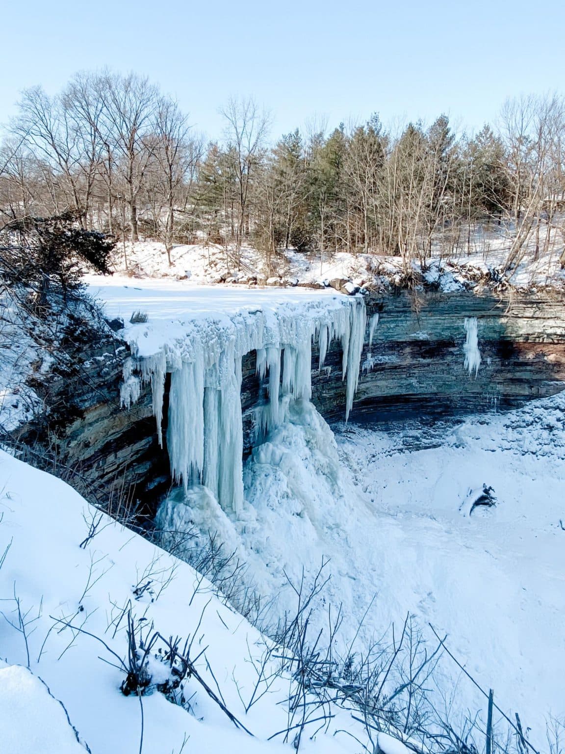 Canadian hikers flock to Ball's Falls during the Winter to take in the beauty of the frozen waterfalls