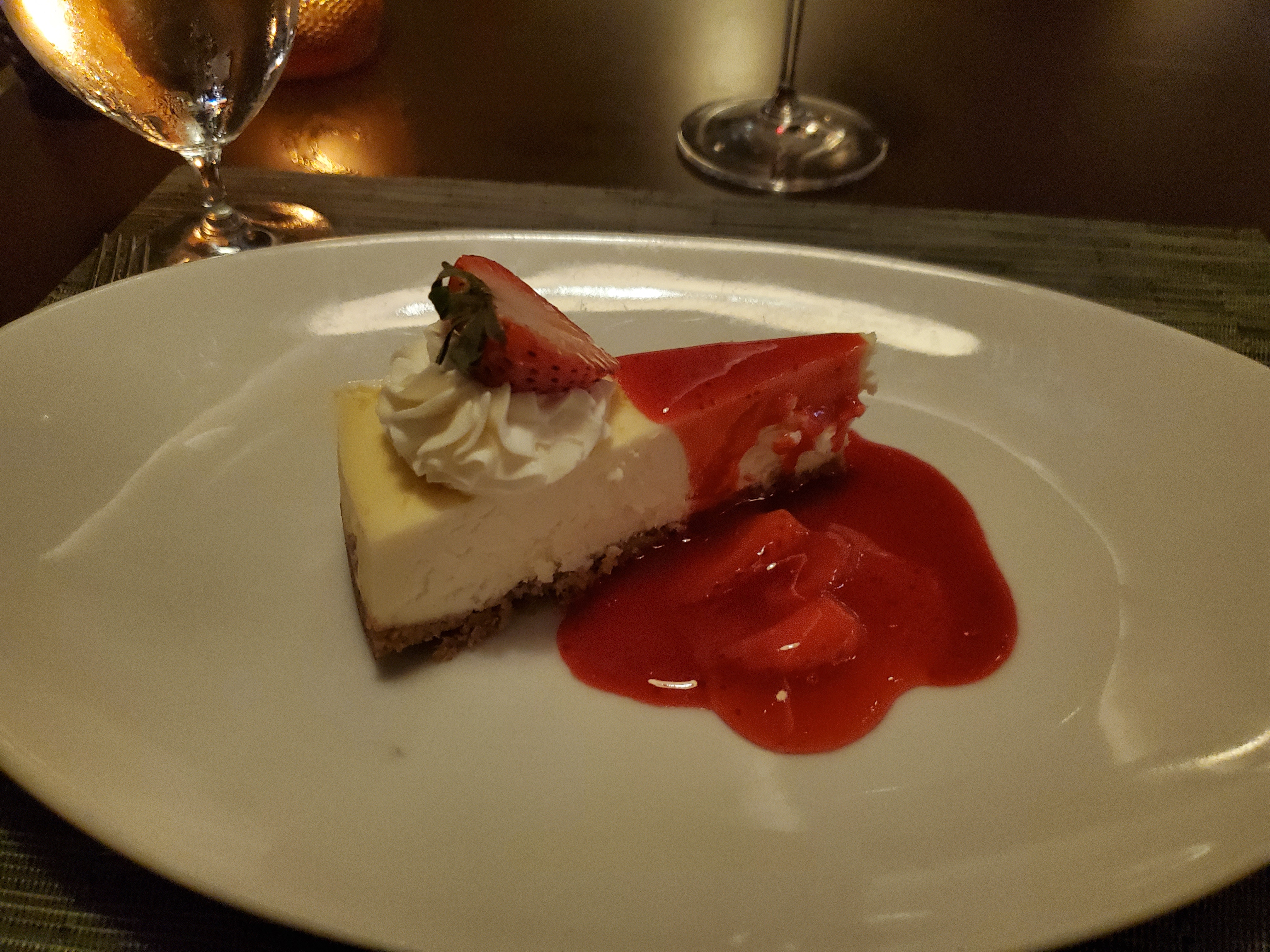 Cheesecake for desert at the Steakhouse Restaurant