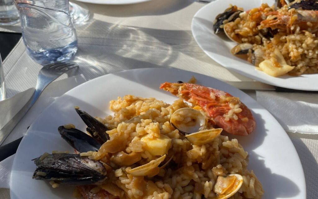 Enjoying a meal on the terrace in Barcelona