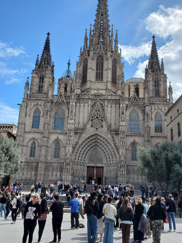 The main park in the Gothic Quarters is full of tourists and has many tiny alleyways which lead off it.  