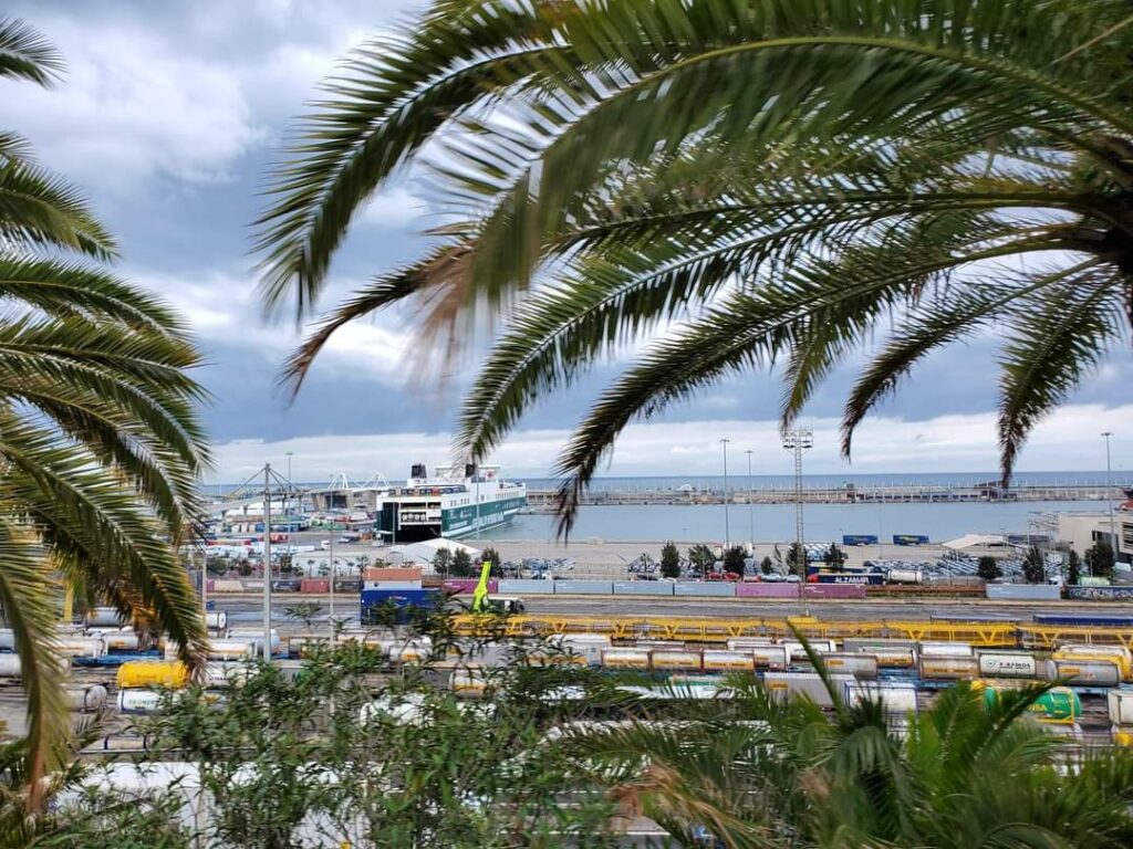 Enjoying the view of the Mediterranean from the top of the trolley during my first day exploring Barcelona alone