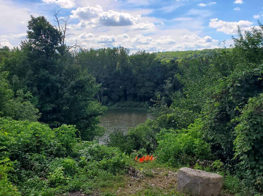 Hiking along the banks of the Grand River during a day trip to Paris