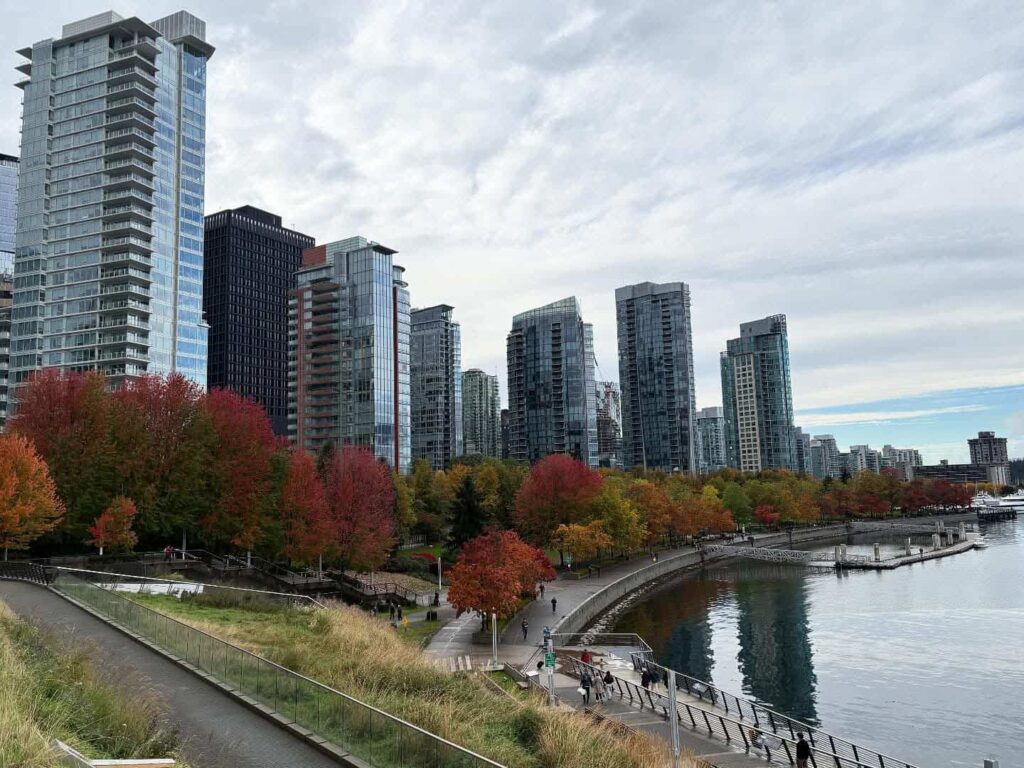 Vancouver has a breath-taking waterfront in the Fall and is home to Canada's second largest airport