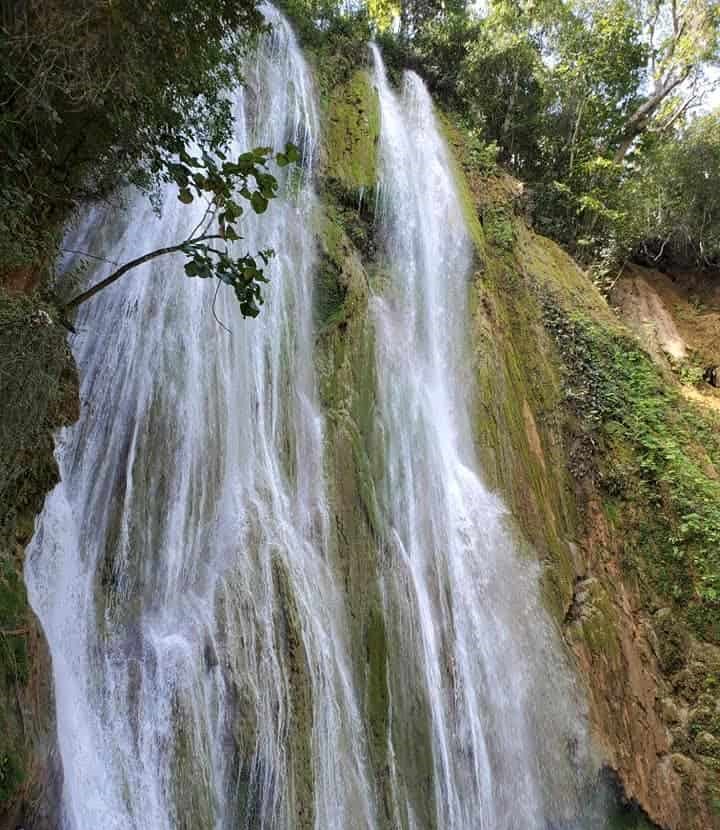 Enjoying the view of the 2 cascading waterfalls at El Limon in Samana. One of the many things to do in Samana