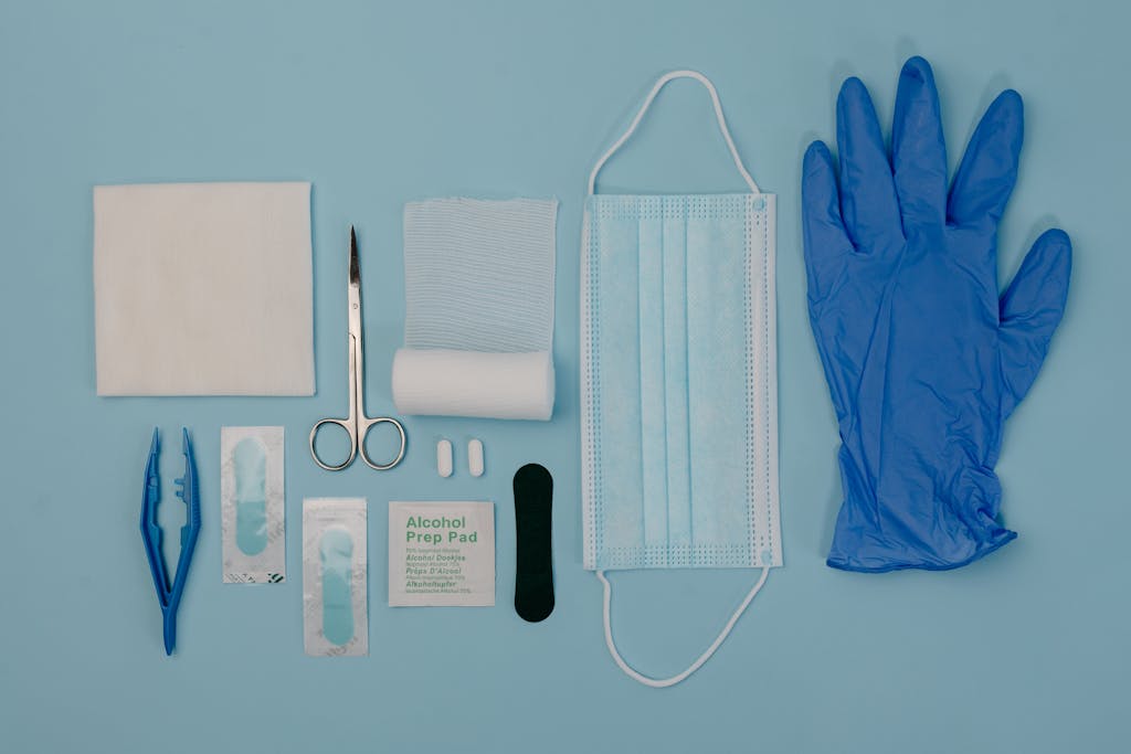 medical supplies to pack for solo trips should include medications, gloves, mask, and scissors 